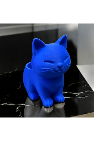 Buradabulabilirsin 3d Baskı Sevimli Kedi Saksı - Figürlü Sukulent Saksısı-mavi Bbz