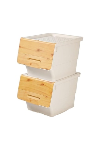 Motek Bambu Tekerlekli Organizer Çok Amaçlı Saklama Kutusu 2X12 L Çok Renkli