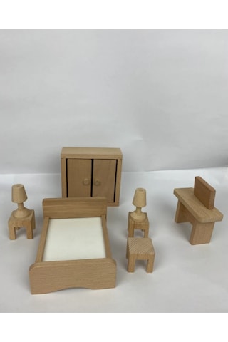 Naturel Ahşap Oyuncak Yatak Odası