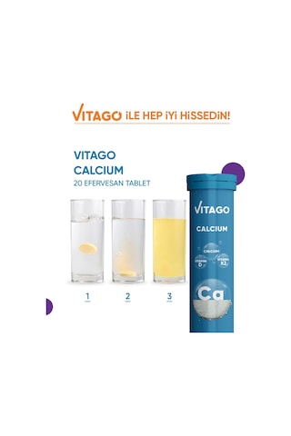Vitago Prokalsiyum Vitamin D Vitamin K2 20 Efervesan Tablet