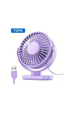 Boatshop1 Mor Topk Kişisel Usb Klipsli Masa Fanı Fırçasız Motor Sessiz Güçlü Hava Akışı Taşınabilir Mini Fan