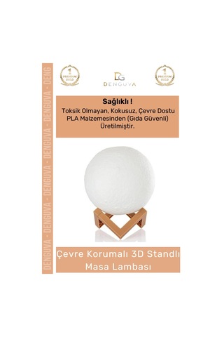 Ledışık Dekoratif 3d Moonlight Standlı Pilli Pla Güvenli Çocuk Odası Modern Led Ay Gece Masa Çok Renkli