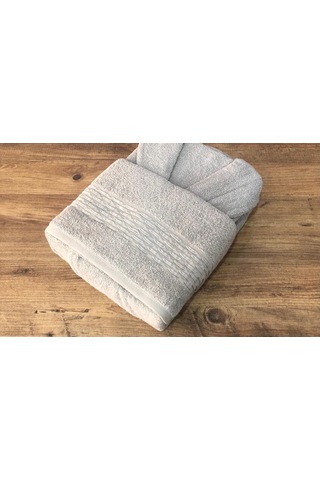 Royam Mevsim %100 Pamuklu Bornoz + Baş Havlusu Taş