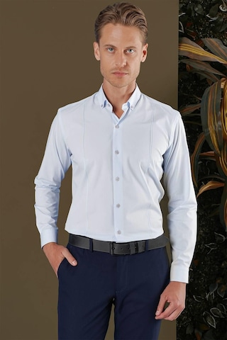 Efor Gk 691 Slim Fit Mavi Klasik Gömlek Mavi