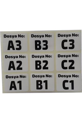 Sayı Etiketi Alfanümerik Sayı, Numara Etiketi A001'den A100'e