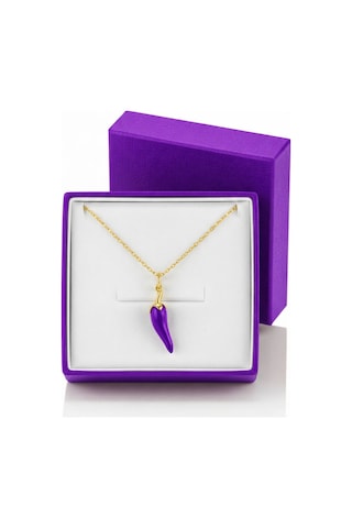 Çekirdekjewelry Mor Biber Kolye 925 Ayar Gümüş Altın Kaplama Zarif Tasarım Mor