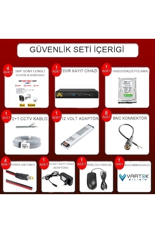 4 Kameralı-gece Renkli 5mp Lensli 1080p Fullhd Kamera Seti -tak Ç
