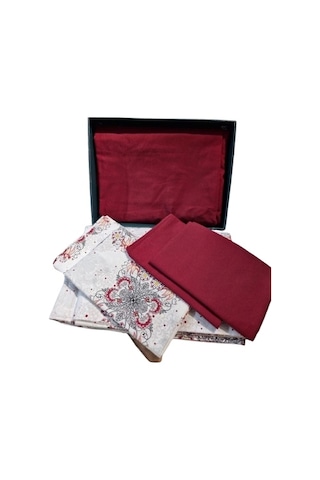 Çift Kişilik Kırmızı Etnik Desenli 160 220 Nevresim Takımı Kırmızı