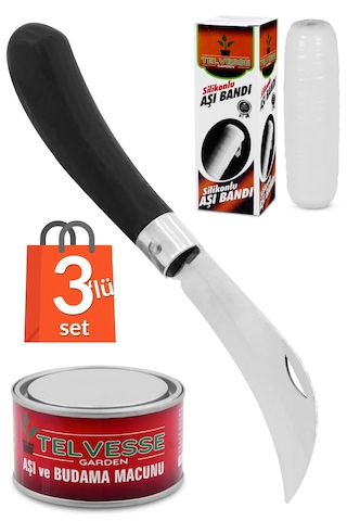 Desan Eğri Aşı Bıçağı Aşı Macunu Aşı Bandı 3'lü Paket Ağaç Aşıl