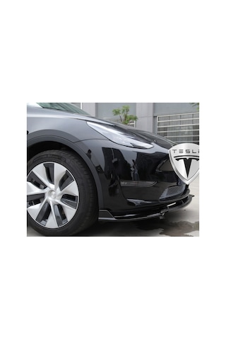 Tesla Model Y Ön Tampon Alt Spoyler - 3 Parça - Parlak Siyah