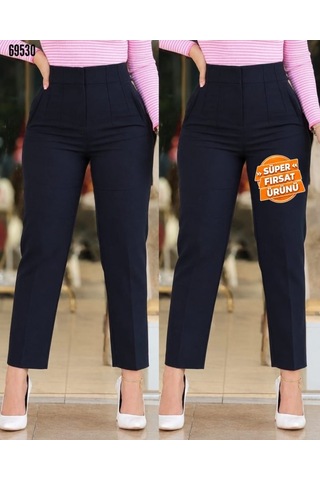 Veraura Lifestyle Kadın Üste Oturan Paçası Bilek Üzerinde Biten Krep Kumaş Kumaş Pantolon 36 S - 50 5xl Siyah