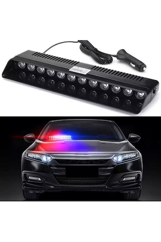 S12 Profesyonel Çakar Vantuzlu Çakmaklık Girişli 12 Ledli Kırmızı