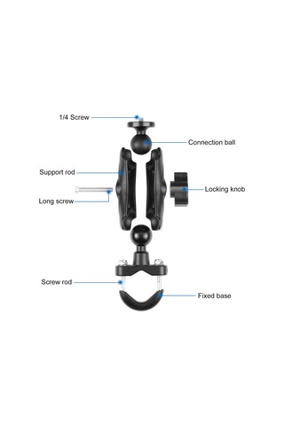 Puluz Motosiklet Gidon Sabit Montajlı U-bolt Taban Tutucu Gopro Ve Diğer Aksiyon Kameraları İçin Siyah