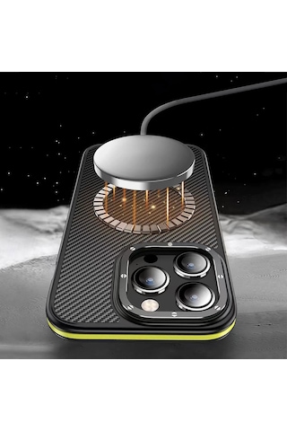 Apple Uyumlu iPhone 14 Pro Max Kılıf Mat Transparan Karbon Fiber Görünümlü Wlons Marin