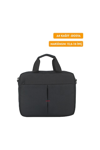 15,6"-16" İnç Laptop Evrak Çantası Tablet A4 Kağıt Ve Dosya Uyumlu Darbe Emici Koruma Omuz Askılı Siyah