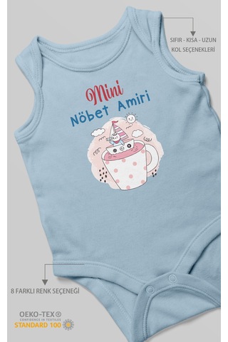 Mini Nöbet Amiri Baskılı Bebek Zıbını Çıtçıtlı Body %100 Pamuk Sıfır Kol Bebe Mavisi