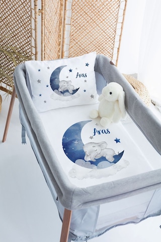 Lilabio %100 Pamuk Saten İsme Özel İsimli 70x120 Park Yatak Nevresim Seti Uykucu-fil