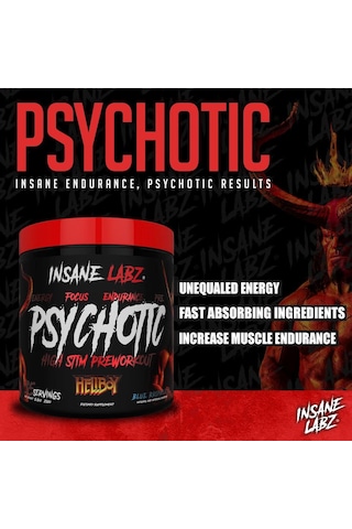 Insane Labz Psychotic Preworkout Nitric Oxide Boosts Focus Energy 35 Servis Karışık