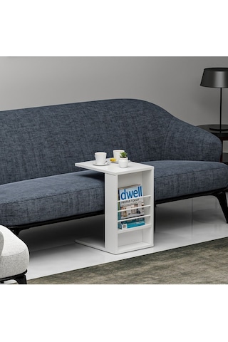 Beyaz Willy Tekerlekli C Sehpa Beyaz