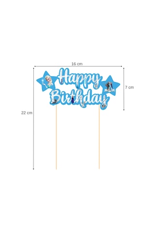 Elsa Frozen Temalı Happy Birthday Kaligrafi Pasta Üstü Süs Tüm Yaşlar