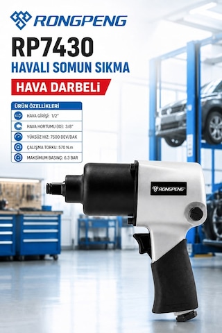 Hava Darbeli Somun Sıkma 570 Nm Tork Güç 6.3 Bar 7430 Germany Pro Seri Sanayi Tipi