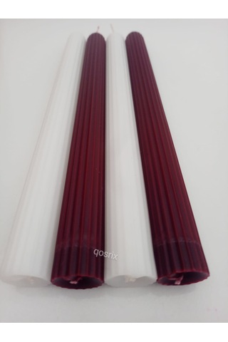 Yılbaşı Özel Serisi 4'lü Bordo Beyaz Şamdan Doğal Kokulu Soya Mum