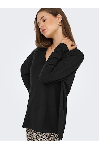Only Onlamalıo Lıfe Ls V-neck Knt Kadın Black Kazak - 15340735 Black