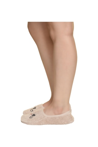 Natural Çorap Kadın Kedili Krem Patik/Panduf - Sbxss210032 Bej-36-40 Bej