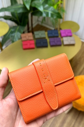 Lily Turuncu Hakiki Deri Kadın Cüzdan Kibar Şık Ve Kullanışlı Turuncu