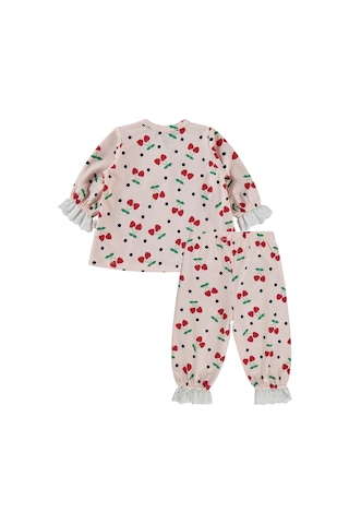Civil Baby Puanlı Kiraz Emprime Fistolu Kız 6-18 Ay Pijama Takımı - Pudra Açık Somon