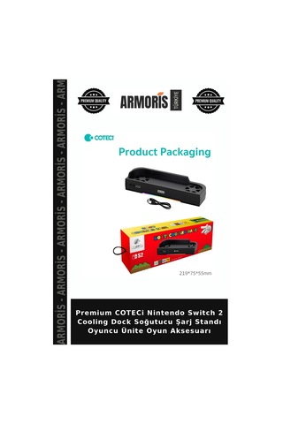 Premium Coteci Nintendo Switch 2 Cooling Dock Soğutucu Şarj Standı Oyuncu Ünite Oyun Aksesuarı