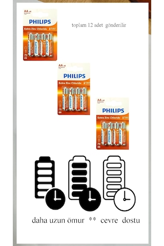 Philips Longlife Aa 12li Kalın Kalem Pil
