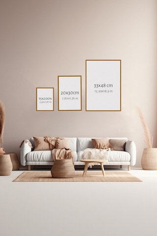 3 Parça Ahşap Çerçeve Görünümlü Mdf Poster Tablo Seti - Set 85 - Mdf3dsohoset85