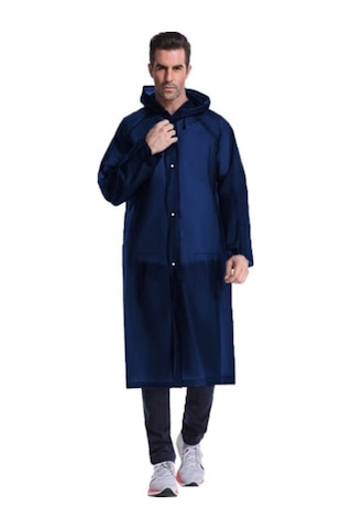 Kadın Erkek Yağmurluk Kapüşonlu Çıtçıtlı Eva Lacivert Yağmurluk M Lacivert