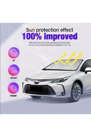 Pazly Toyota Corolla 2020-2024 İçin Katlanabilir Rüzgarlık Güneşlik, Güvenli Klipsli, Dayanıklı Polyester Uv Koruma Serinletici Araç İçi