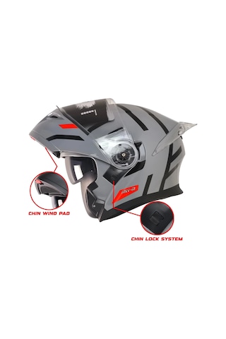 Free M 965 Upset Çene Açılır Kask Nardo Gri - Siyah