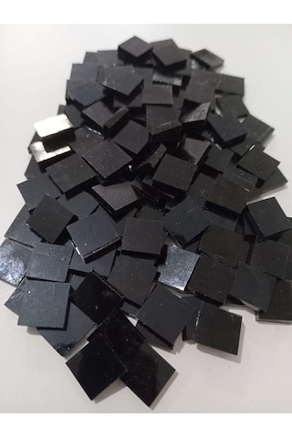 Siyah Kare Vitray Cam Mozaik Taşı - Sanatsal Mozaik İçin Yaklaşık 10x10 Mm