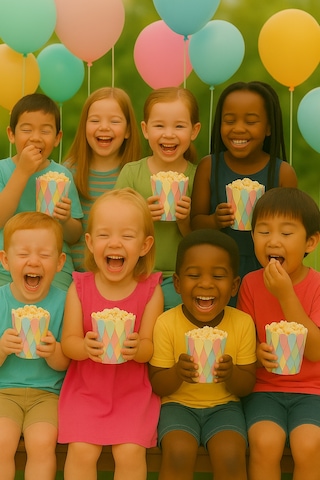 Mısır Kutusu Pop Corn Kutusu Dalgalı Makaron Desenli / 8 Parça