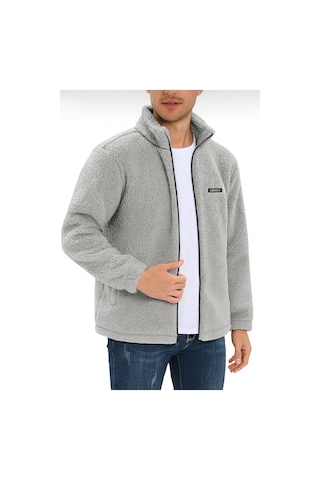 Genius Store Oversize Peluş Sweatshirt Erkek Polar Sweatshirt Erkek Sweatshirt Oversıze-peluss Gri