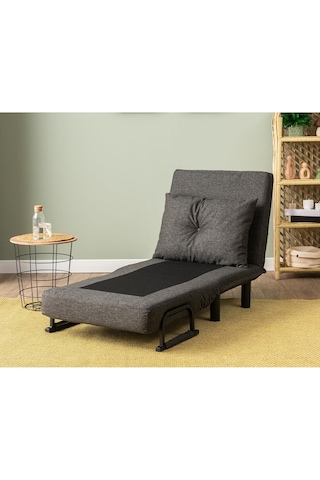 Pafu Sento Tekli Katlanır Yataklı Koltuk - Keten Koyu Gri Koyu Gri