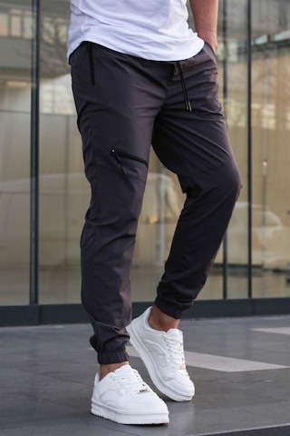 Madmext Füme Fermuar Detaylı Paraşüt Jogger Pantolon Füme