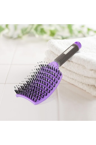 Saç Fırçası, Daha Hızlı Fönleme İçin Havalandırmalı Fırça, Islak Kuru Kıvırcık Kalın Düz Saçlar İçin Saç Fırçası Mor Mor