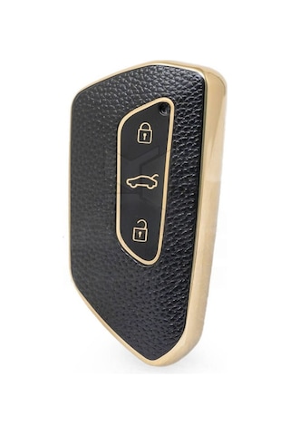 Lüx Volkswagen Skoda Seat Golf 8 Cupra Formentar Yeni Nesil Anahtar Kılıfı Siyah Gold 1.ci Kalite