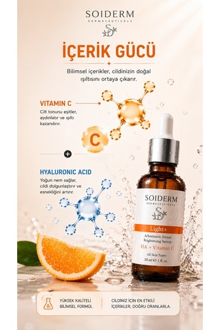 Soiderm Light+ Aydınlatıcı Serum - Hyalüronik Asit + Vitamin C