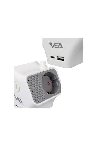 Vea Ve-g903yc 3lü Usb+ Type-c Girişli Anahtarlı 1.5 Metre Grup Priz