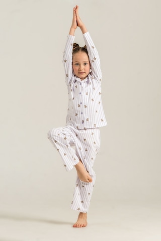 Minipomes 3-9 Yaş Kız Çocuk Gömlekli Süprem Pijama Takım Mor