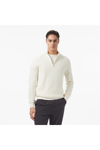 Nautica Erkek Krem Classic Fit Kazak Düz S57230t Krem