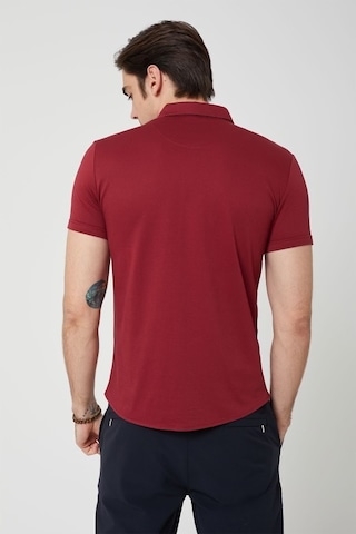 Coonless Erkek Kısa Kol Slim Fit Gömlek Kırmızı Beyaz