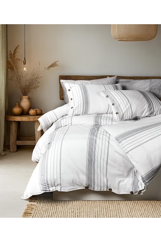 Cotton Collection Tek Kişilik Çizgili Nevresim Seti Mistray Renkli