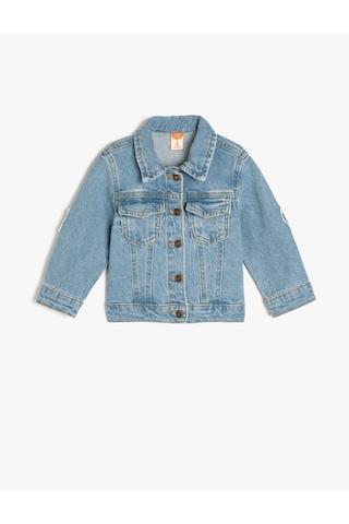 Koton Kalp Detaylı Cep Detaylı Pamuklu Denim Ceket Lıght Indıgo 5smg20006ad Açık Mavi
